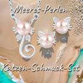 Bild in Galerie-Betrachter laden, Meeres - Perlen - Katzen - Schmuck - Set kaufen – Eleganter Schmuck für Katzenliebhaberinnen - CagillyPaw e.U.