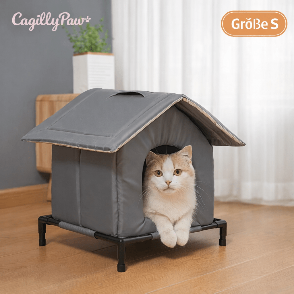 Outdoor - Katzenhaus isoliert & wasserdicht – Winterfestes Katzenhaus mit Standfüßen - CagillyPaw e.U.