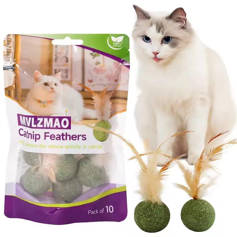 FederMinz Spielball – Katzenminze - Spielzeug mit Federn - CagillyPaw e.U.