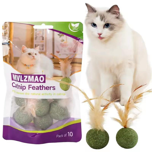 FederMinz Spielball – Katzenminze - Spielzeug mit Federn - CagillyPaw e.U.