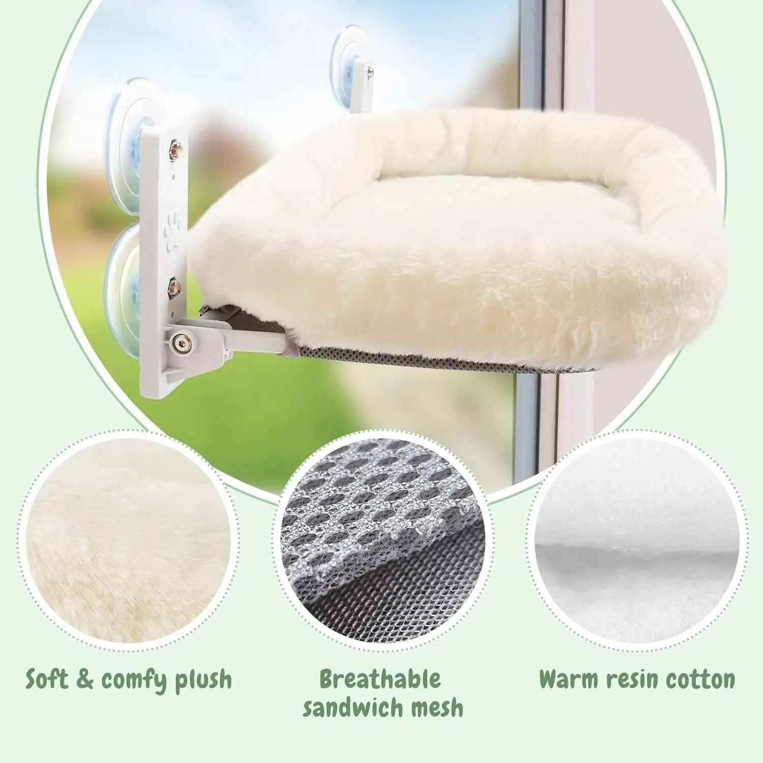 Fenster Hängematte Für Katzen Weiches Katzenbett Mit Saugnäpfen Und Edelstahlrahmen Product vendor