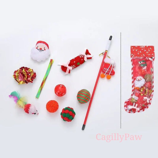 Katzen - Socke Festliches Katzenspielzeug - Set für Weihnachten - CagillyPaw e.U.