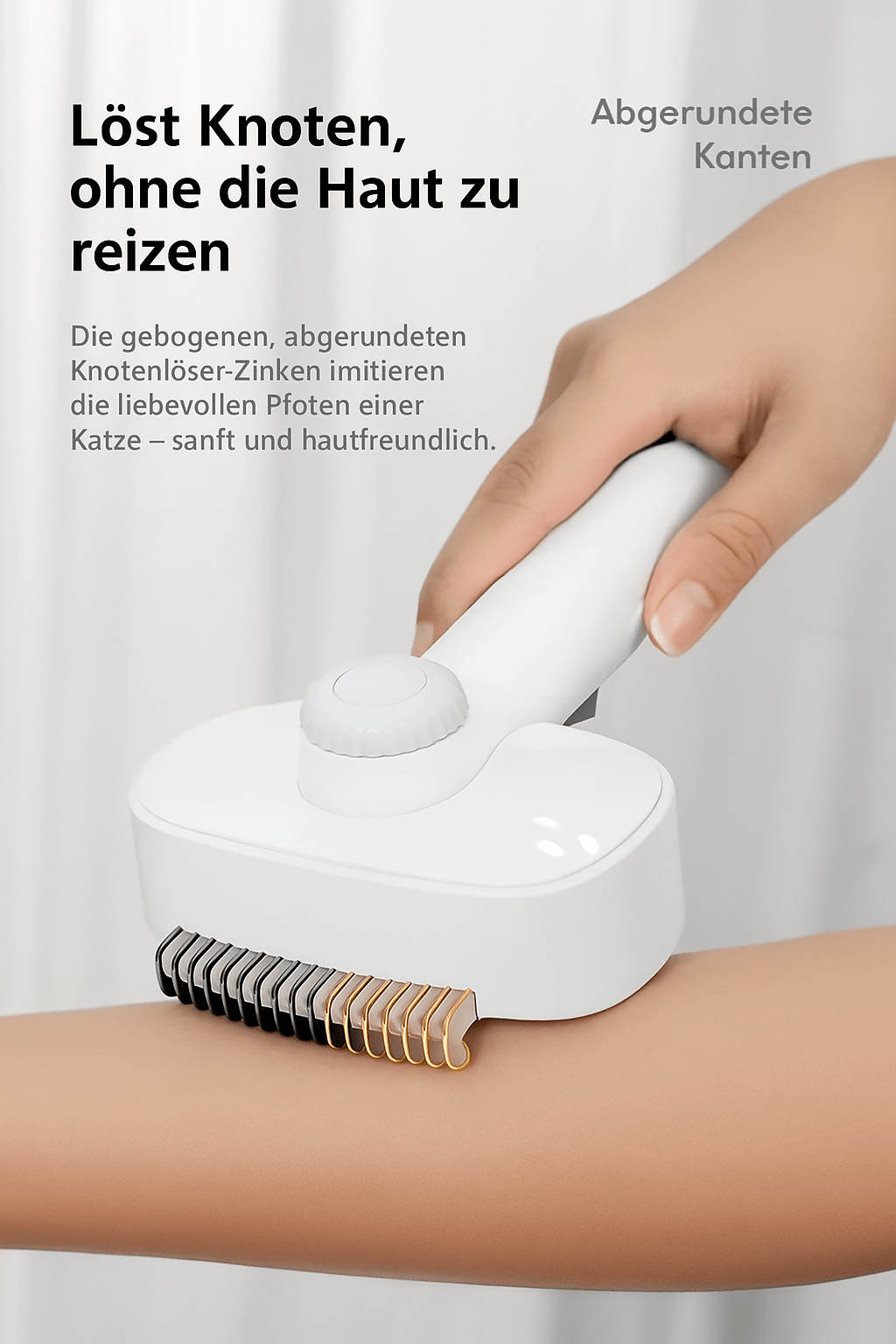 Katzenbürste mit Auswurftaste – Selbstreinigender Knotenlöser für langes Fell - CagillyPaw e.U.