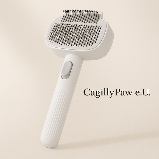 Katzenbürste mit Auswurftaste – Selbstreinigender Knotenlöser für langes Fell - CagillyPaw e.U.