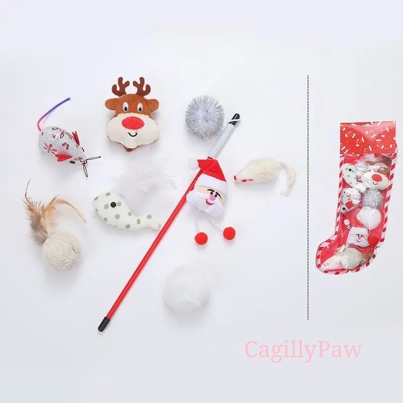 Katzen - Socke Festliches Katzenspielzeug - Set für Weihnachten - CagillyPaw e.U.