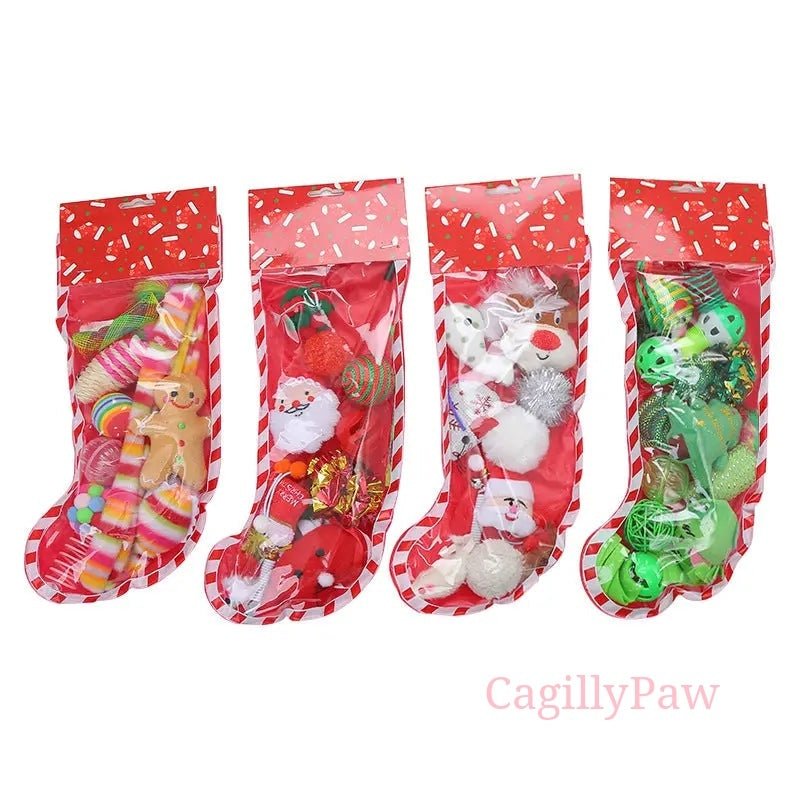 Katzen - Socke Festliches Katzenspielzeug - Set für Weihnachten - CagillyPaw e.U.
