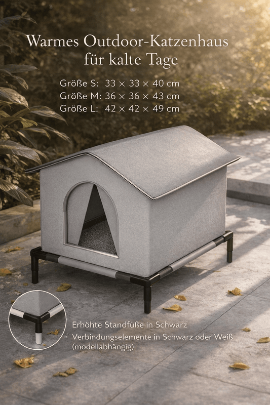 Outdoor - Katzenhaus isoliert & wasserdicht – Winterfestes Katzenhaus mit Standfüßen - CagillyPaw e.U.