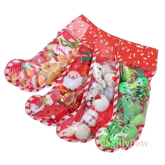 Katzen - Socke Festliches Katzenspielzeug - Set für Weihnachten - CagillyPaw e.U.