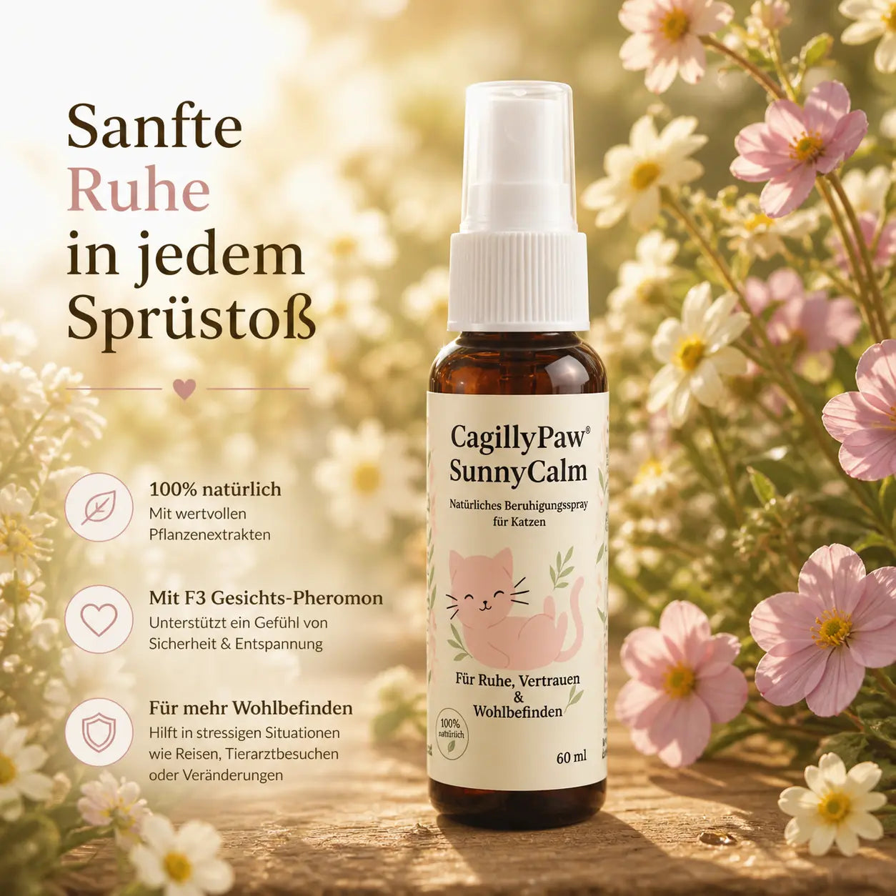 CagillyPaw® SunnyCalm – Natürliches Beruhigungsspray für Katzen cagillypaw.myshopify.com