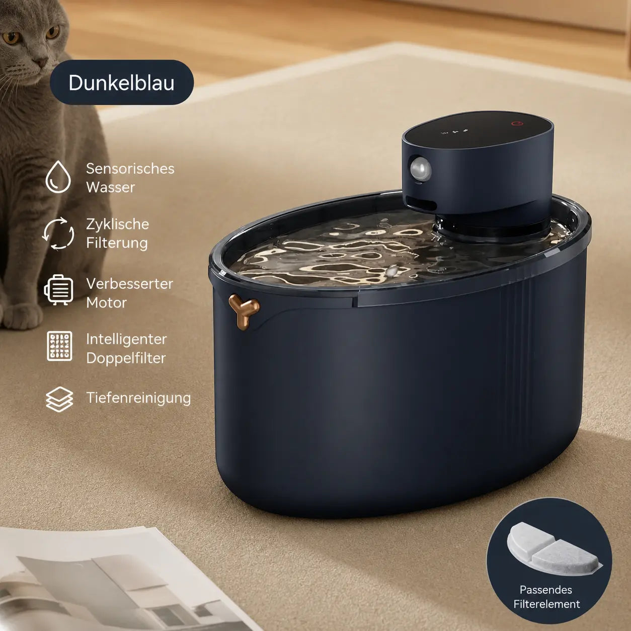 Kabellosen Akku-Trinkbrunnen mit Sensor kaufen – Smarte Wasserversorgung für Ihre Katze CagillyPaw e.U.