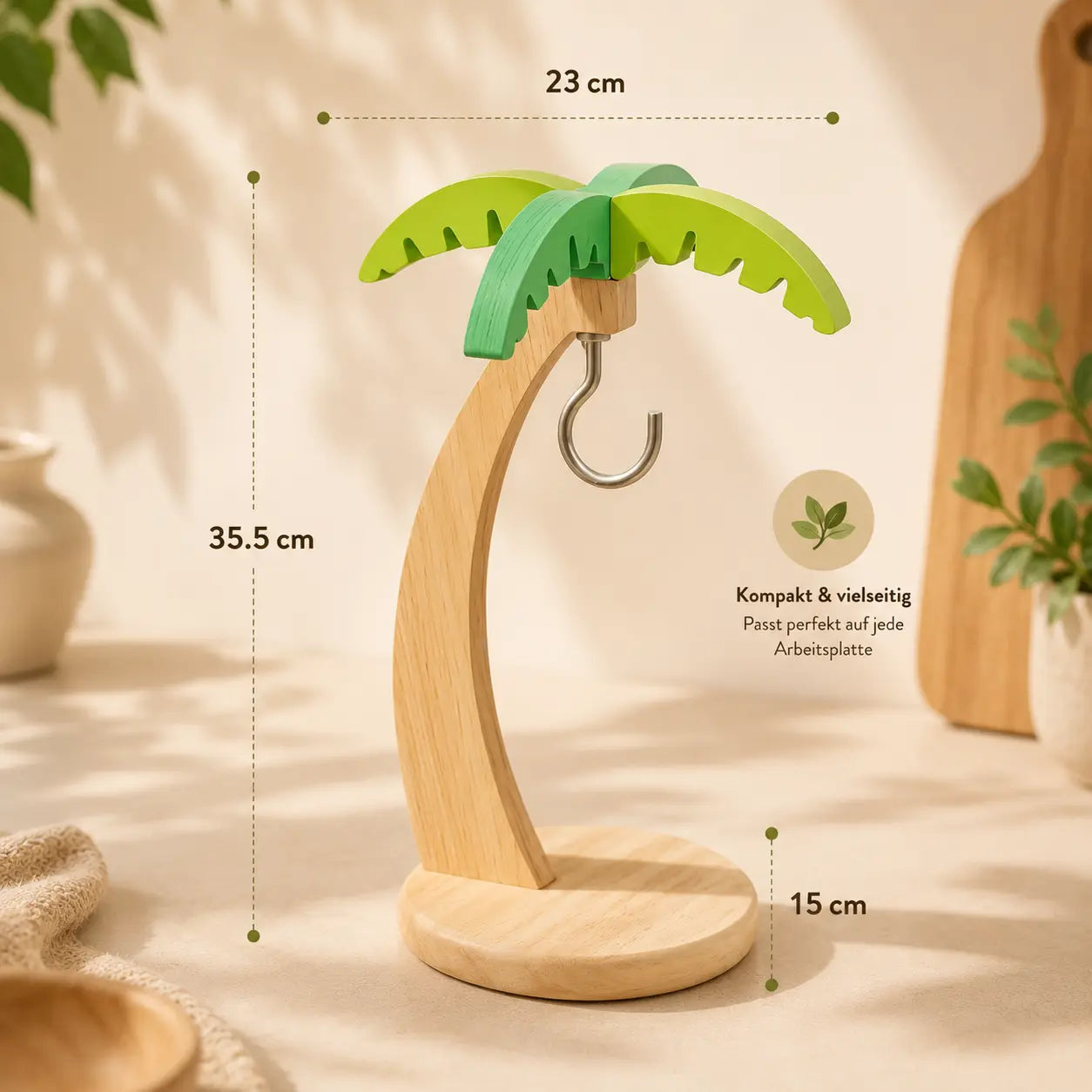 Cross-border New Wooden Banana Rack Household Storage Rack Living Room Fruit Storage Rack Artificial Leaf Fruit Vertical Rack CagillyPaw e.U.