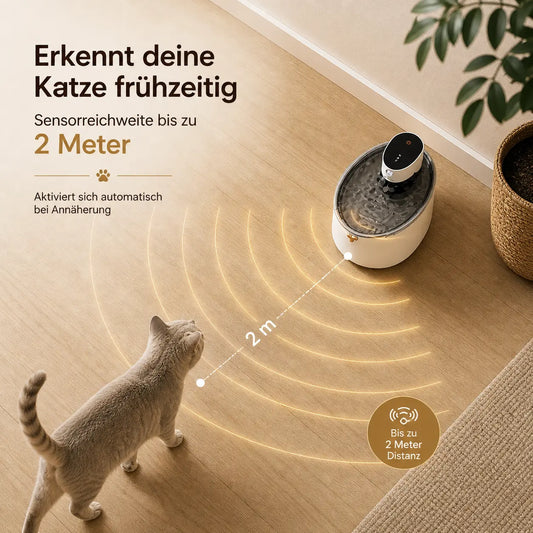 Kabellosen Akku-Trinkbrunnen mit Sensor kaufen – Smarte Wasserversorgung für Ihre Katze CagillyPaw e.U.