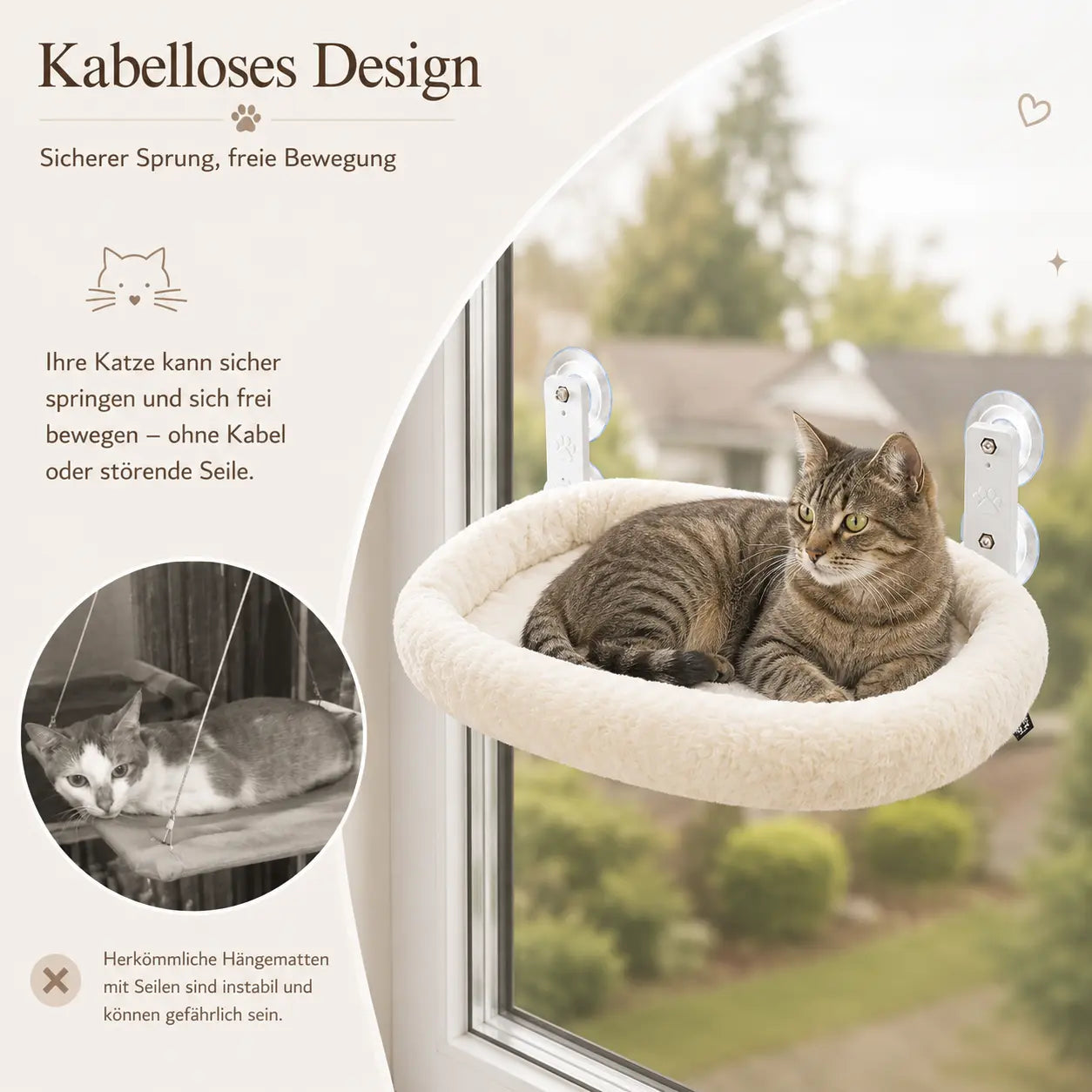 Fenster Hängematte Für Katzen Weiches Katzenbett Mit Saugnäpfen Und Edelstahlrahmen CagillyPaw e.U.