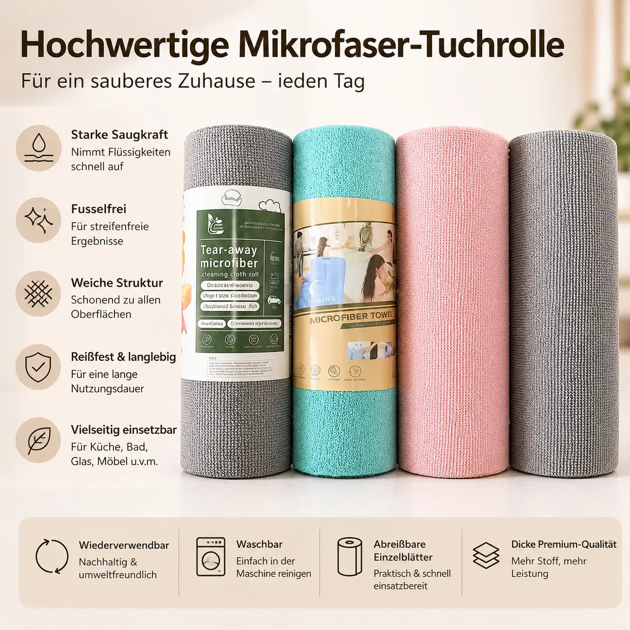 Kitchen Cleaning Lazy Rag, Tear-Off Roll-Type Disposable Cleaning Cloth, Cross-Border Housekeeping Cleaning Special Absorbent Towel CagillyPaw e.U.