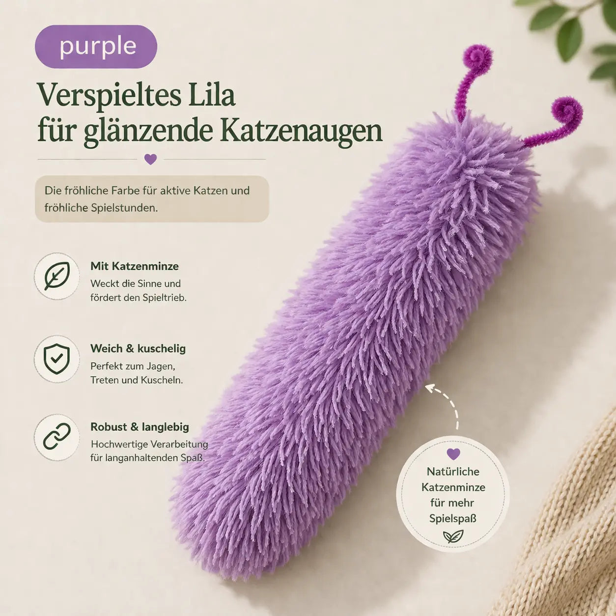 Flauschige Katzen-Minz-Raupe kaufen – Spielspaß für Ihre Katze CagillyPaw e.U.
