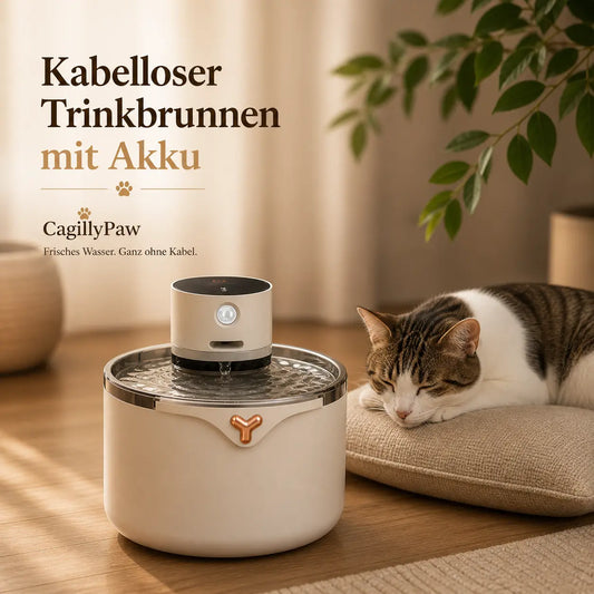 Kabellosen Akku-Trinkbrunnen mit Sensor kaufen – Smarte Wasserversorgung für Ihre Katze CagillyPaw e.U.