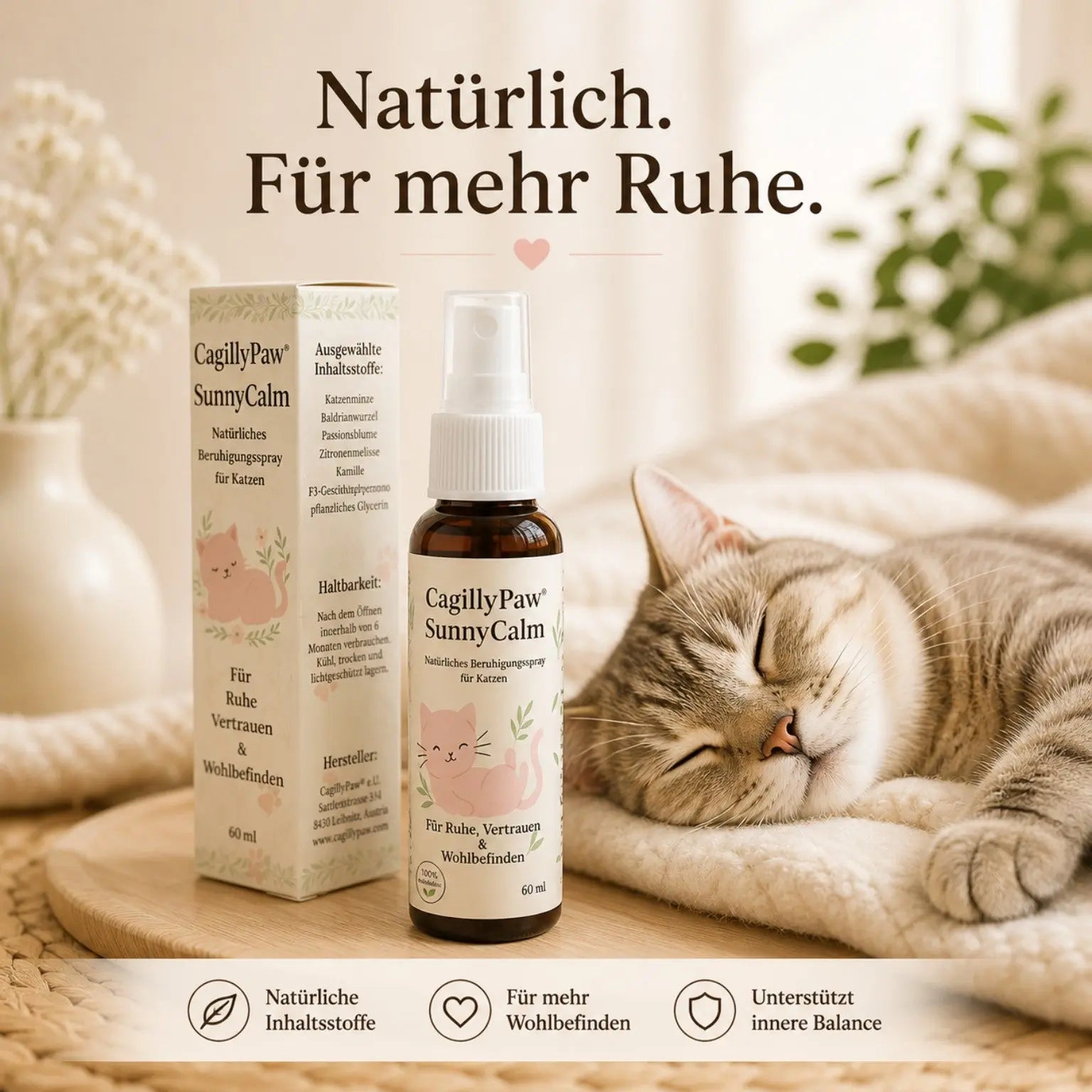 CagillyPaw® SunnyCalm – Natürliches Beruhigungsspray für Katzen cagillypaw.myshopify.com